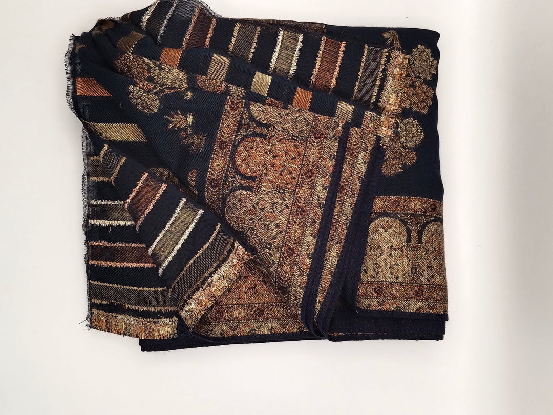 Premium Quality Black  kani Pashmina  Shawl