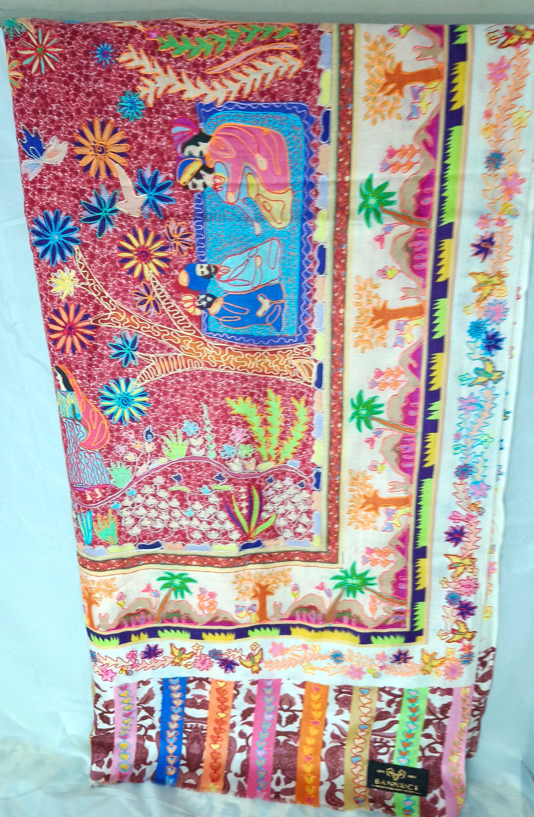 Kalmkar Shawl With Machine Ari Work