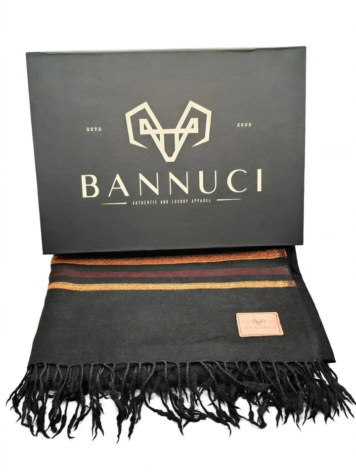 Premium Quality Single Fiber Black 72 Grade With 3 Lines Border Pure Woolen Shawl