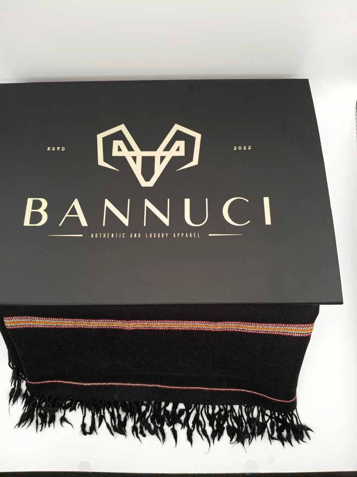 Premium Quality Striped Double Fiber 72 Black Woolen Shawl