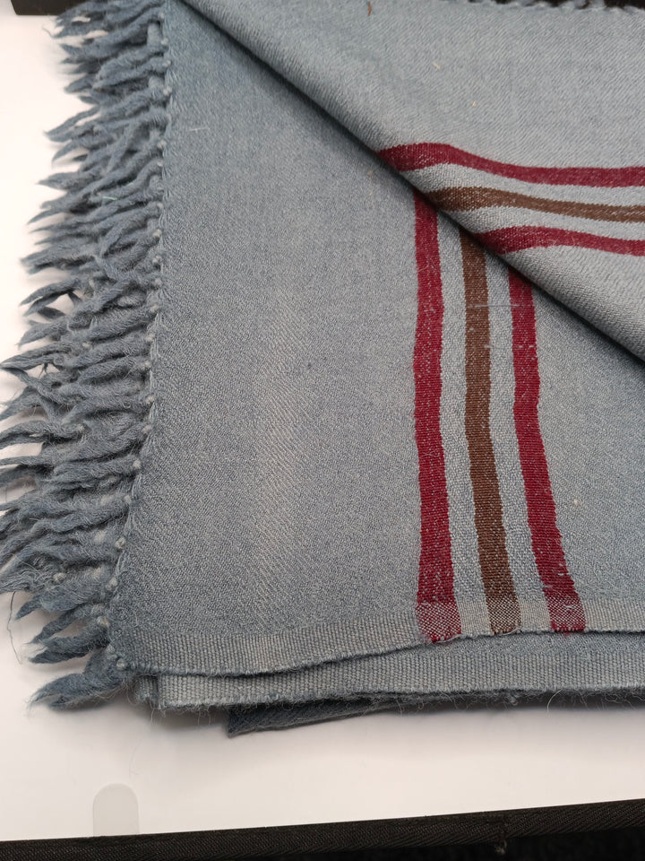 Premium Quality Stripped Sky Blue Pure/High Grade 48 Fiber Shawl