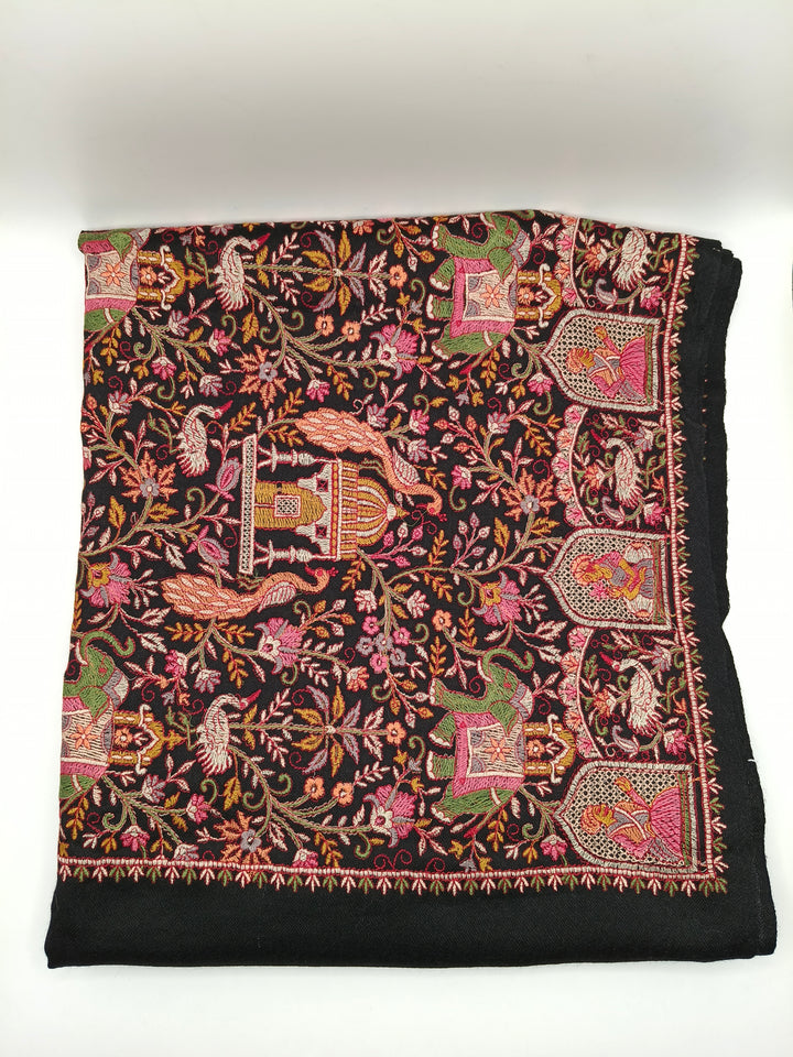 Premium Quality Multicolor Full Jaal Jama Sozni Embroidery Pashmina Shawl