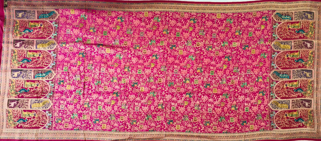 Premium Quality  Multi Mix Maroon Color kani Silk Pashmina  Shawl