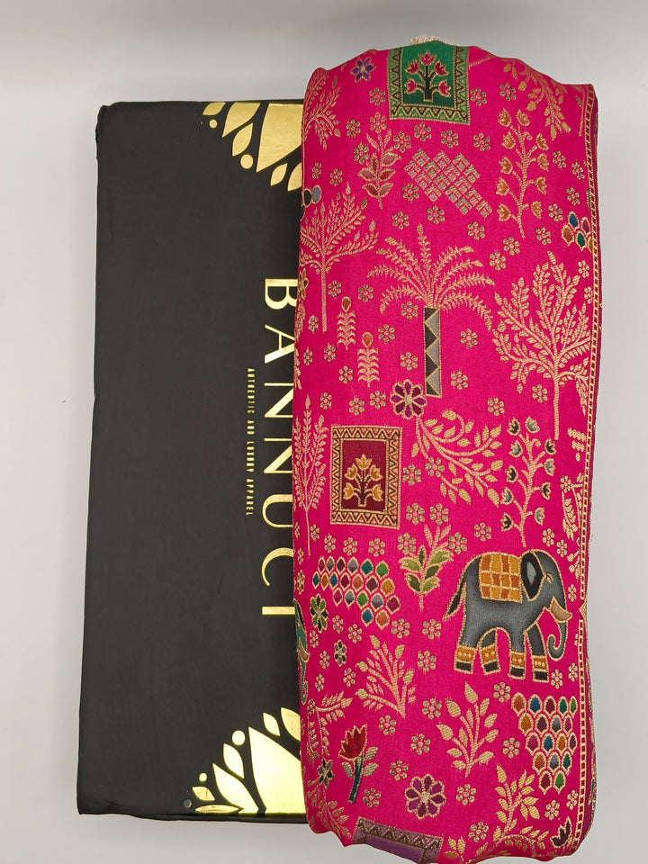 Premium Quality  Multi Mix Maroon Color kani Silk Pashmina  Shawl