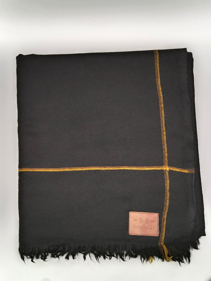 Premium Quality Single Fiber Black 72 Grade Striped Pure Woolen Shawl
