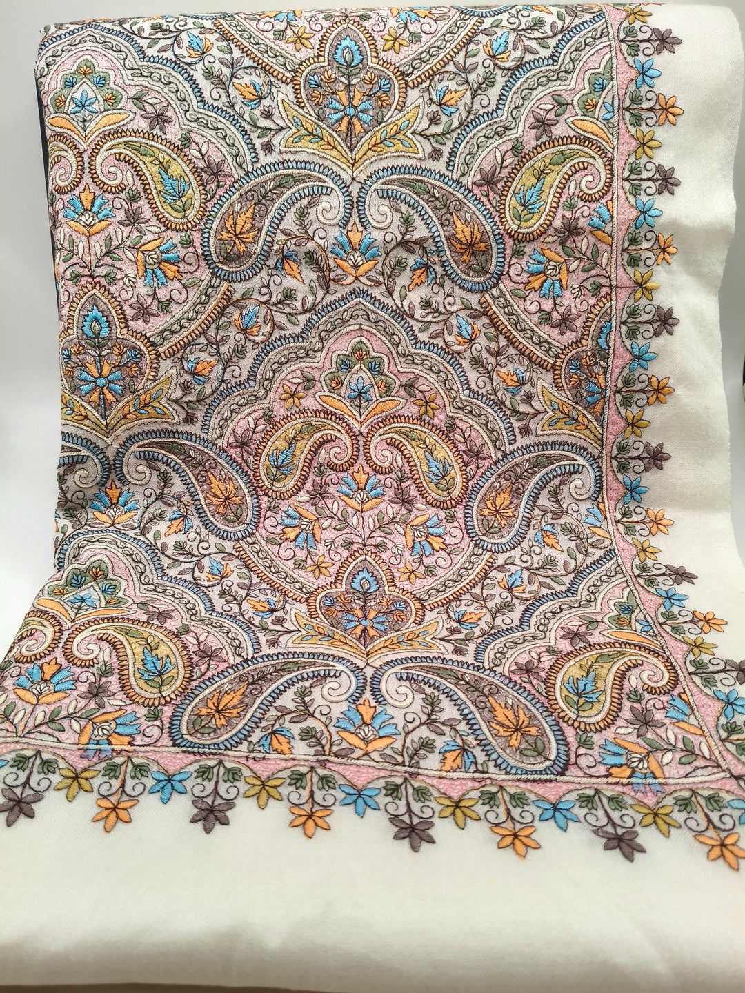 Premium Quality Extremely Soft  Embriodered Sozni Sui Jama Pashmina Shawl