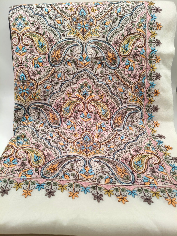 Premium Quality Extremely Soft  Embriodered Sozni Sui Jama Pashmina Shawl