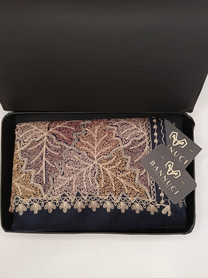 Premium Quality Black Embroidered Pashmina Cashmere Shawl