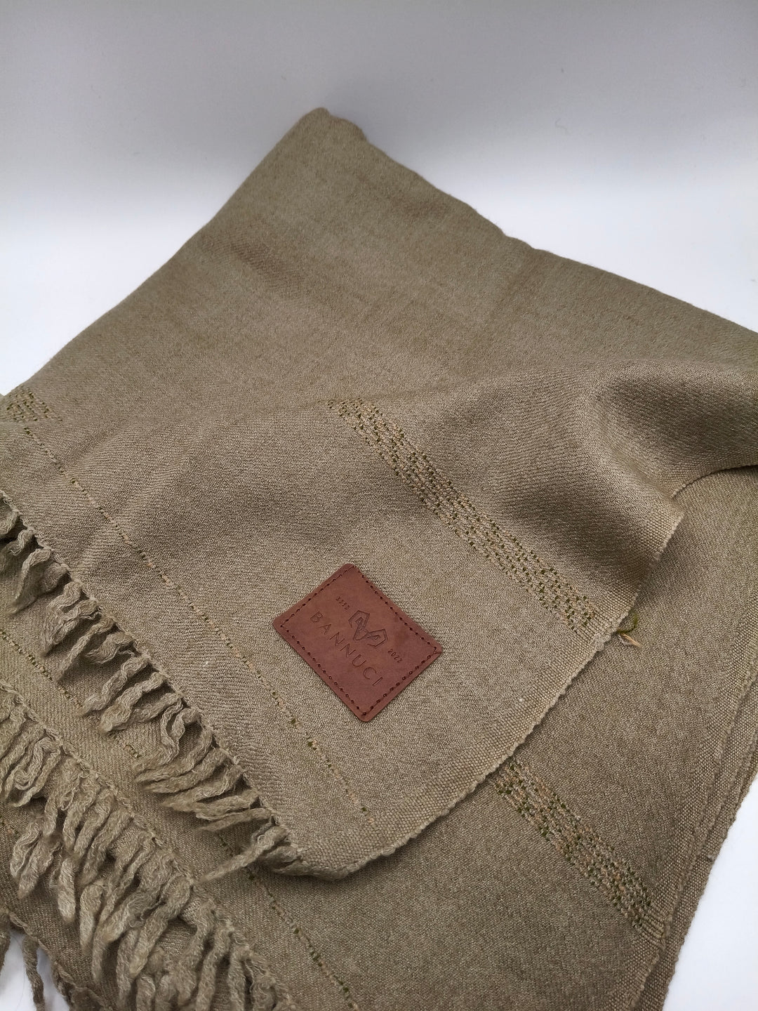 Supreme Quality Gray Brown Pure Angora Rabbit Striped Woolen Shawl