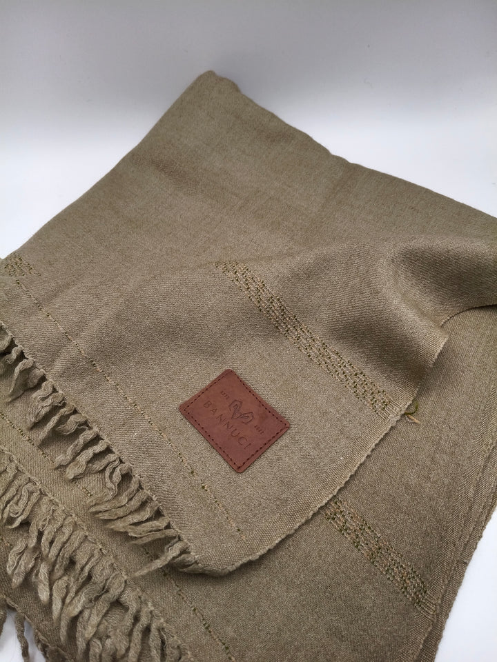 Supreme Quality Gray Brown Pure Angora Rabbit Striped Woolen Shawl