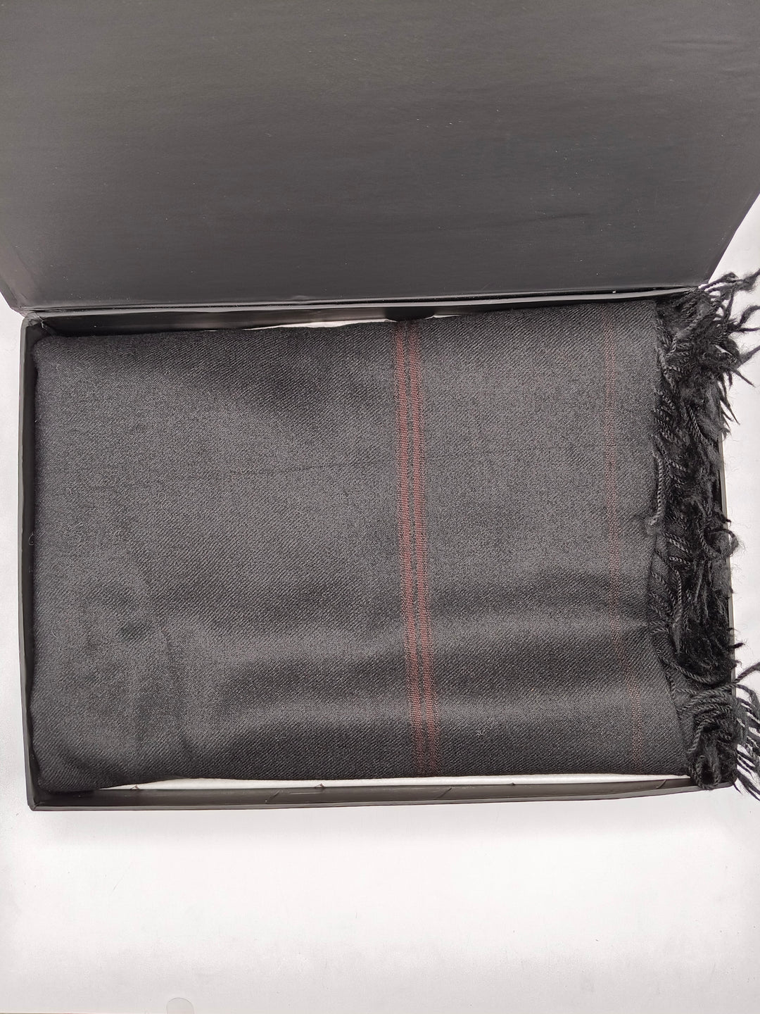 Premium Quality Light Color Striped Double Fiber 72 Black Woolen Shawl