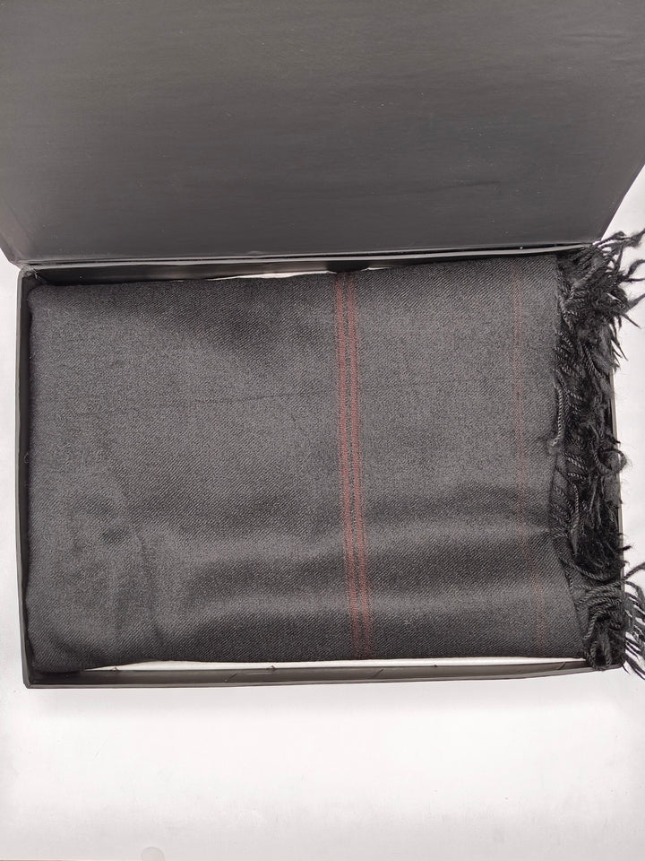 Premium Quality Light Color Striped Double Fiber 72 Black Woolen Shawl