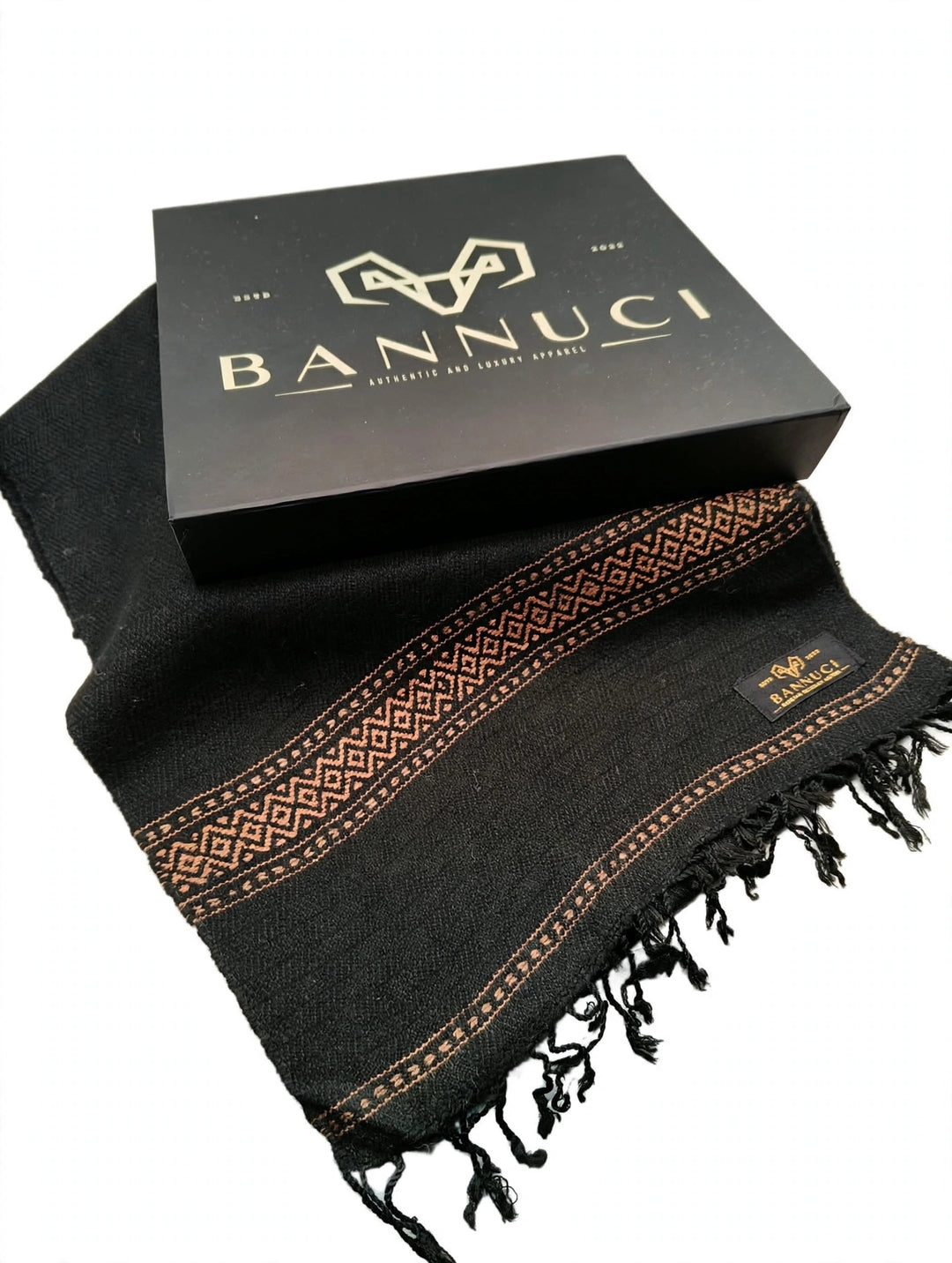 Premium Quality And Extremely Soft Black Muffler With Orange Stripped Design