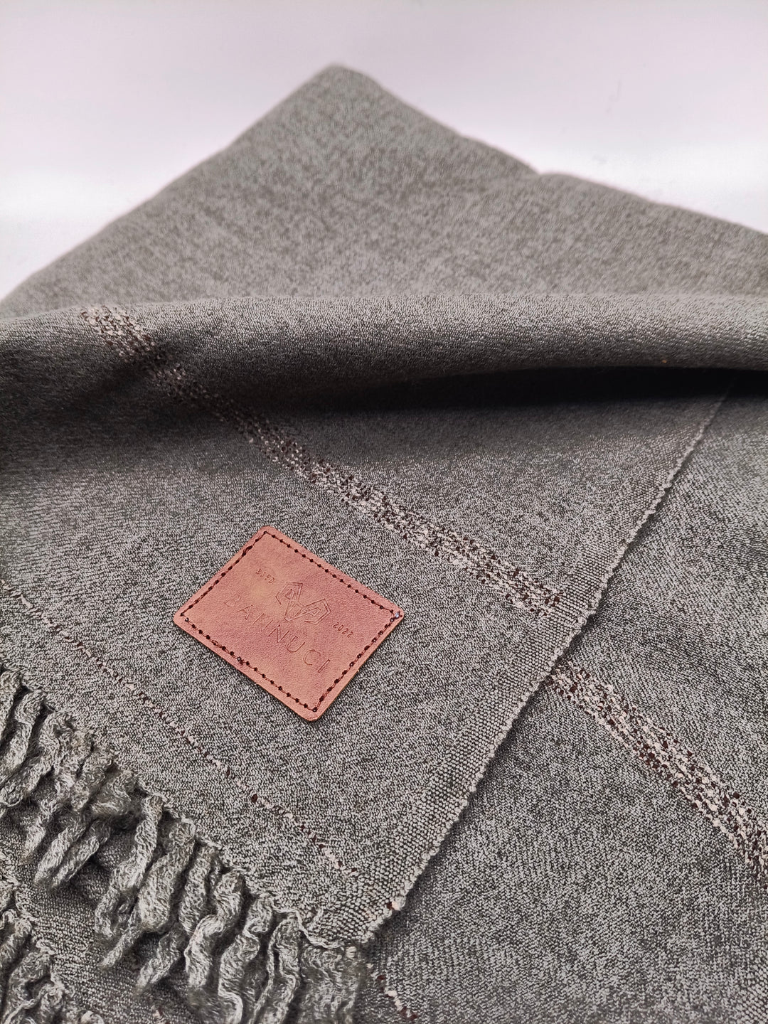 Supreme Quality Gray Pure Angora Rabbit Striped Woolen Shawl