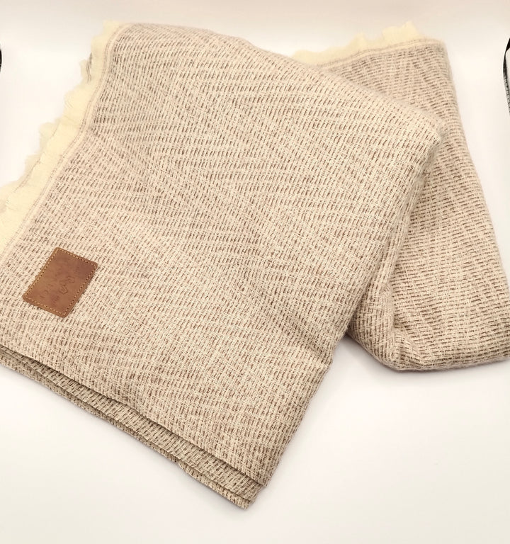 Premium Quality Cream Checked Pashmina Cashmere Shawl