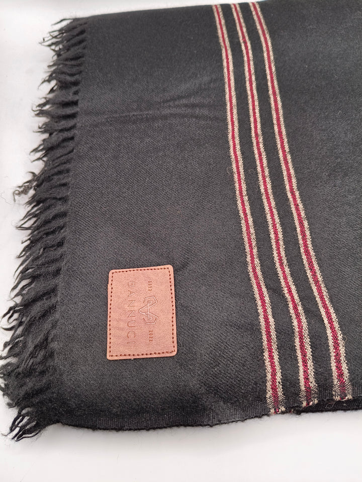 Premium Quality Multi Color Striped Double Fiber 72 Black Woolen Shawl