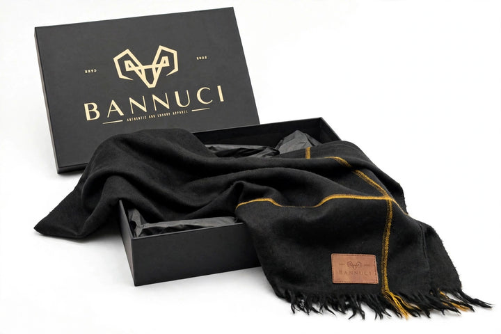 Premium Quality Single Fiber Black 72 Grade Striped Pure Woolen Shawl