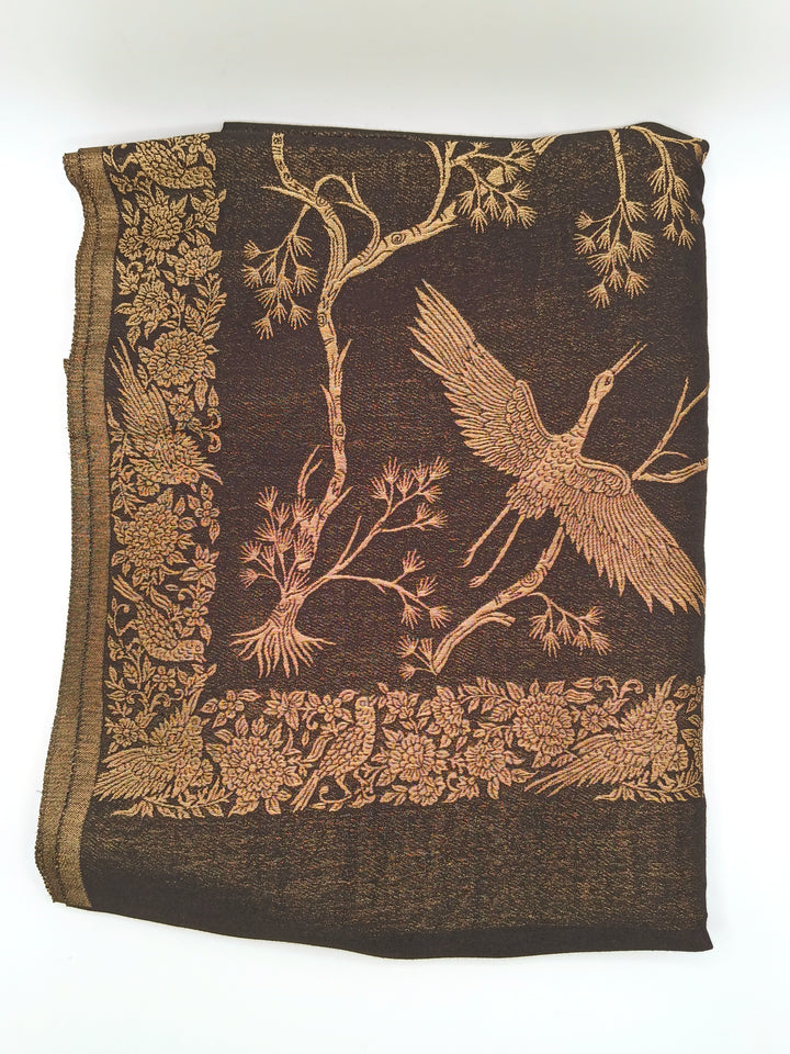 Premium Quality Black And Golden Reversible Moonlight Metallic Weave Shawl