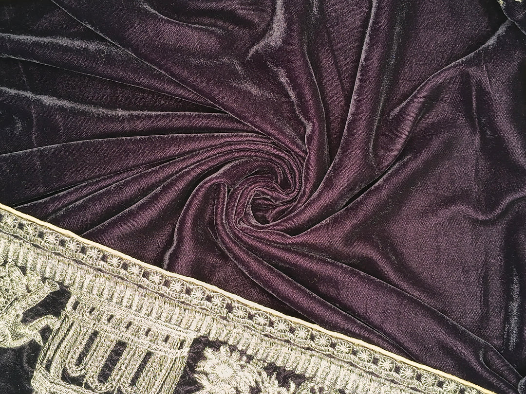 Premium Quality Purple Embroidered Velvet Shawl