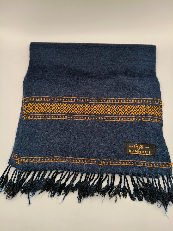Premium Quality And Extremely Soft Blue Muffler With Orange Stripped Design