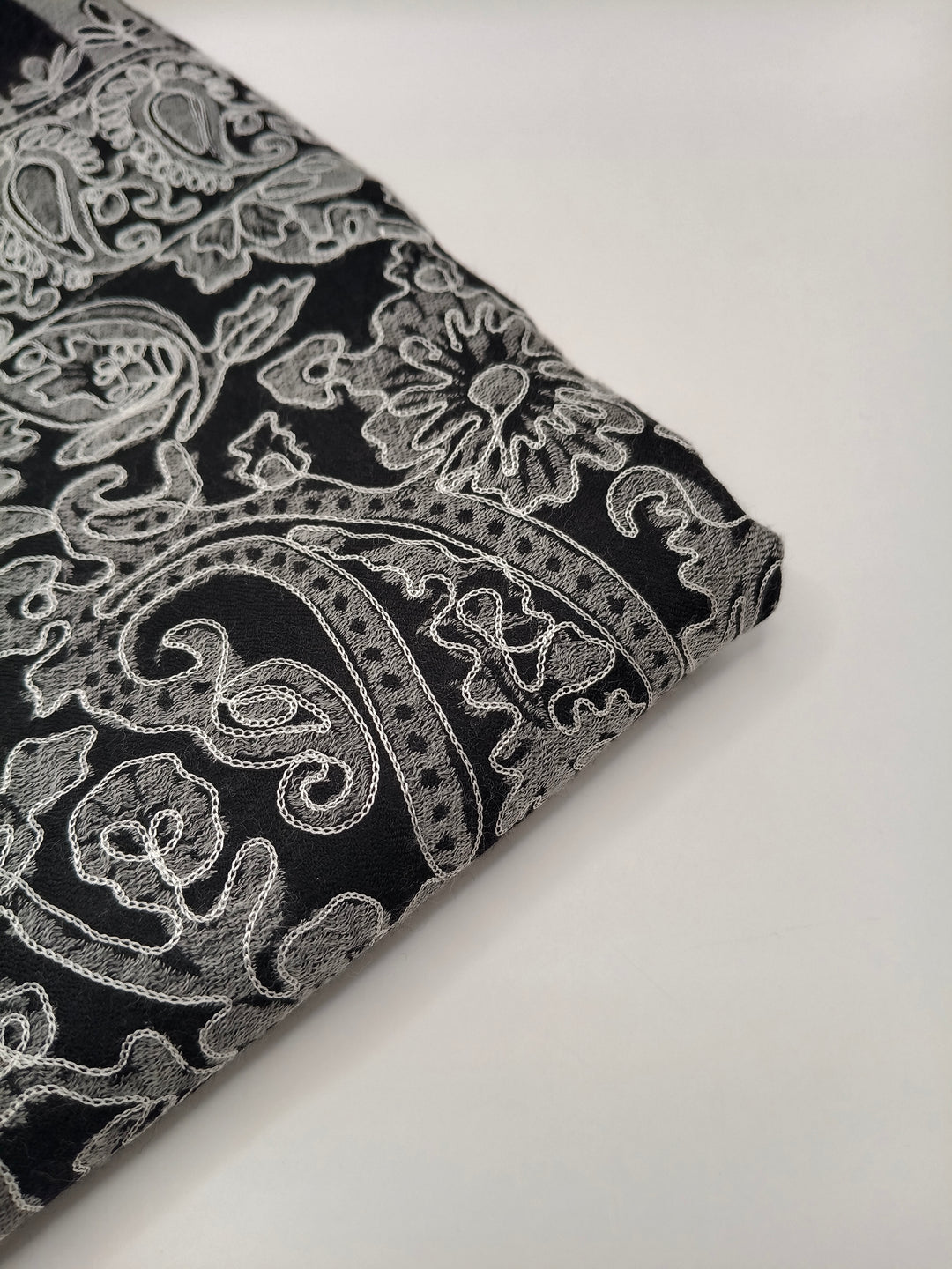 Premium Quality Black Embroidered Kani Pashmina Cashmere Shawl