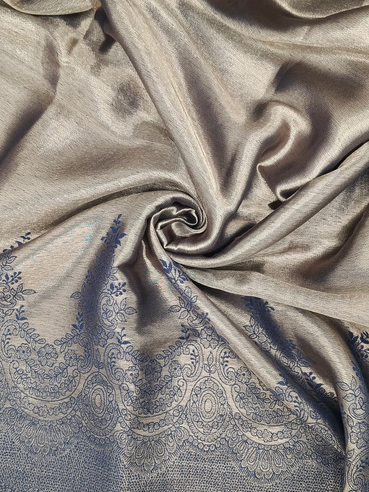 Premium Quality Blue Silver Reversible Moonlight Kani Pashmina Cashmere Shawl