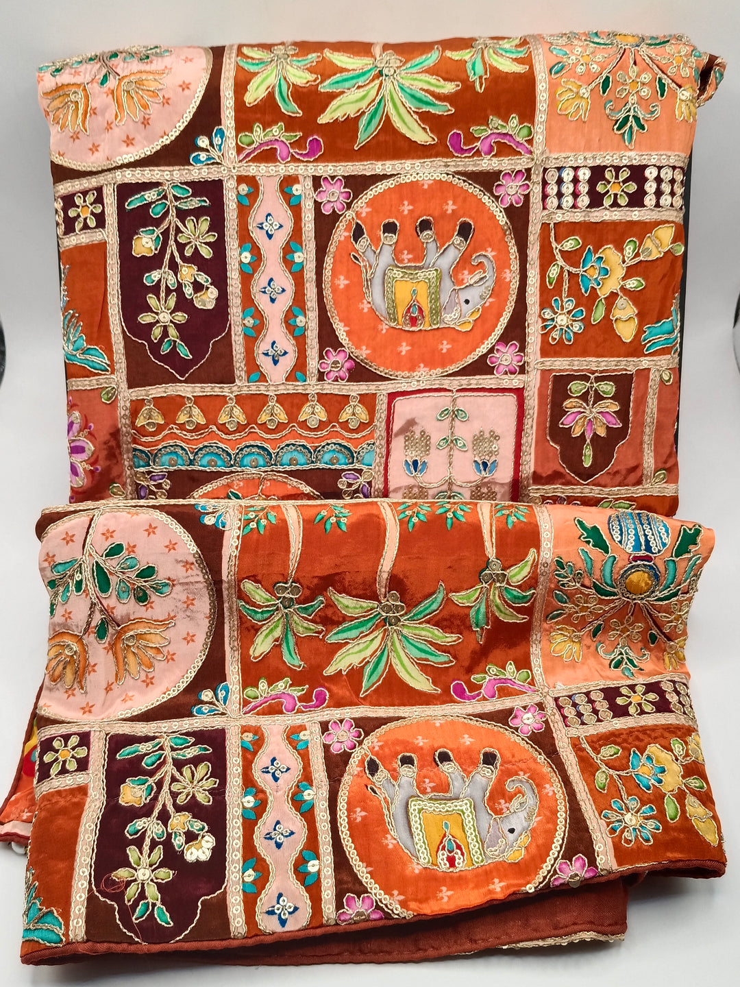 Mehsuri Silk With Hand Embroidery Multi Color Shawl