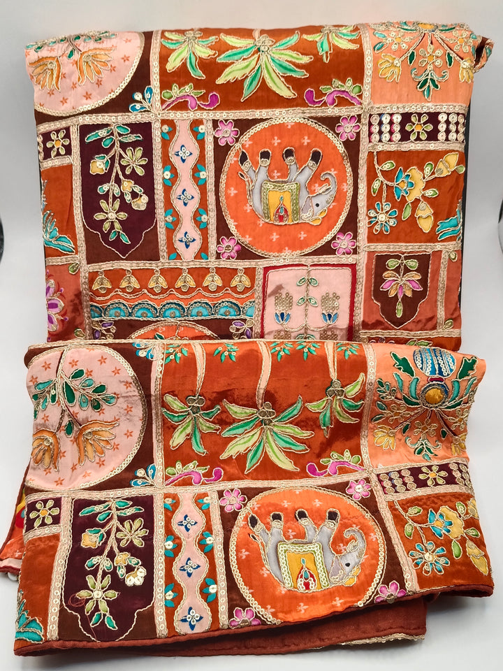 Mehsuri Silk With Hand Embroidery Multi Color Shawl