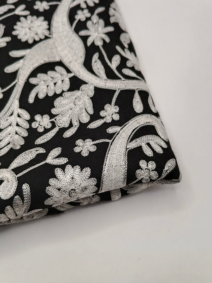 Premium Quality Black Embroidered Pashmina Cashmere Shawl