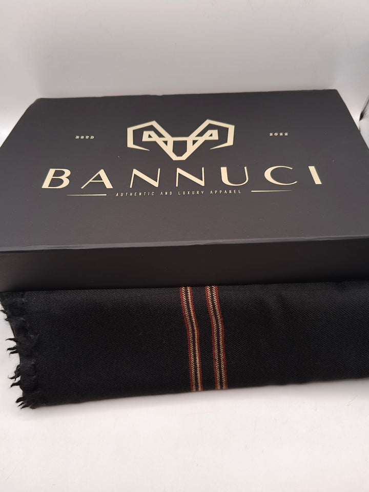 Premium Quality Multi Color Striped Double Fiber 72 Black Woolen Shawl