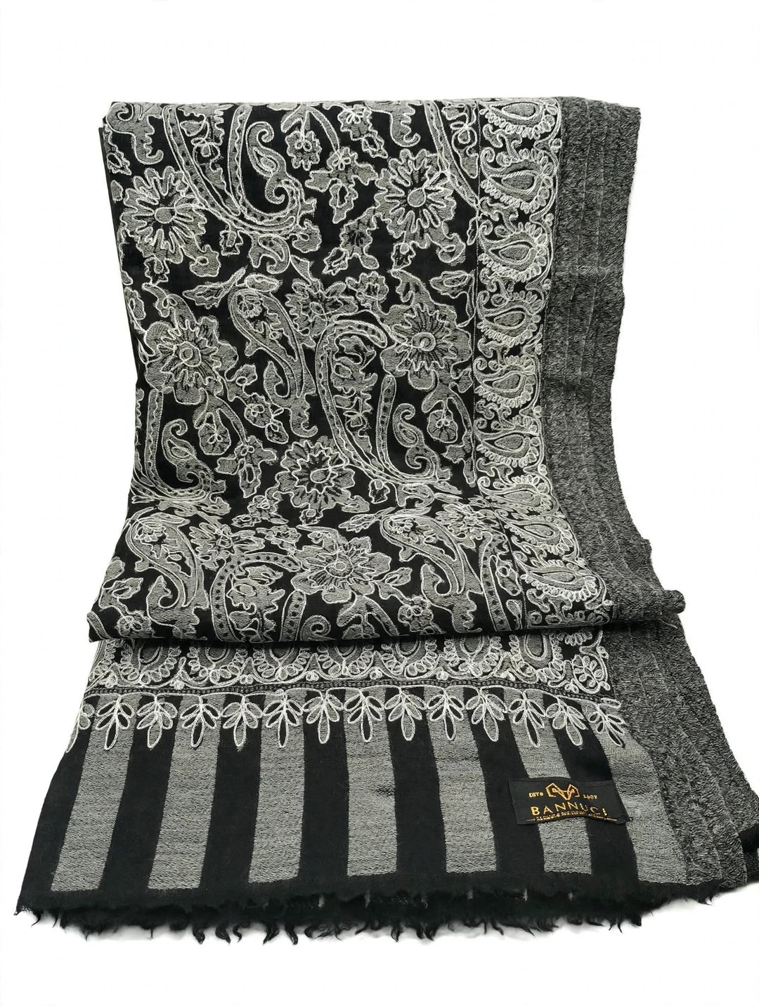 Premium Quality Black Embroidered Kani Pashmina Cashmere Shawl