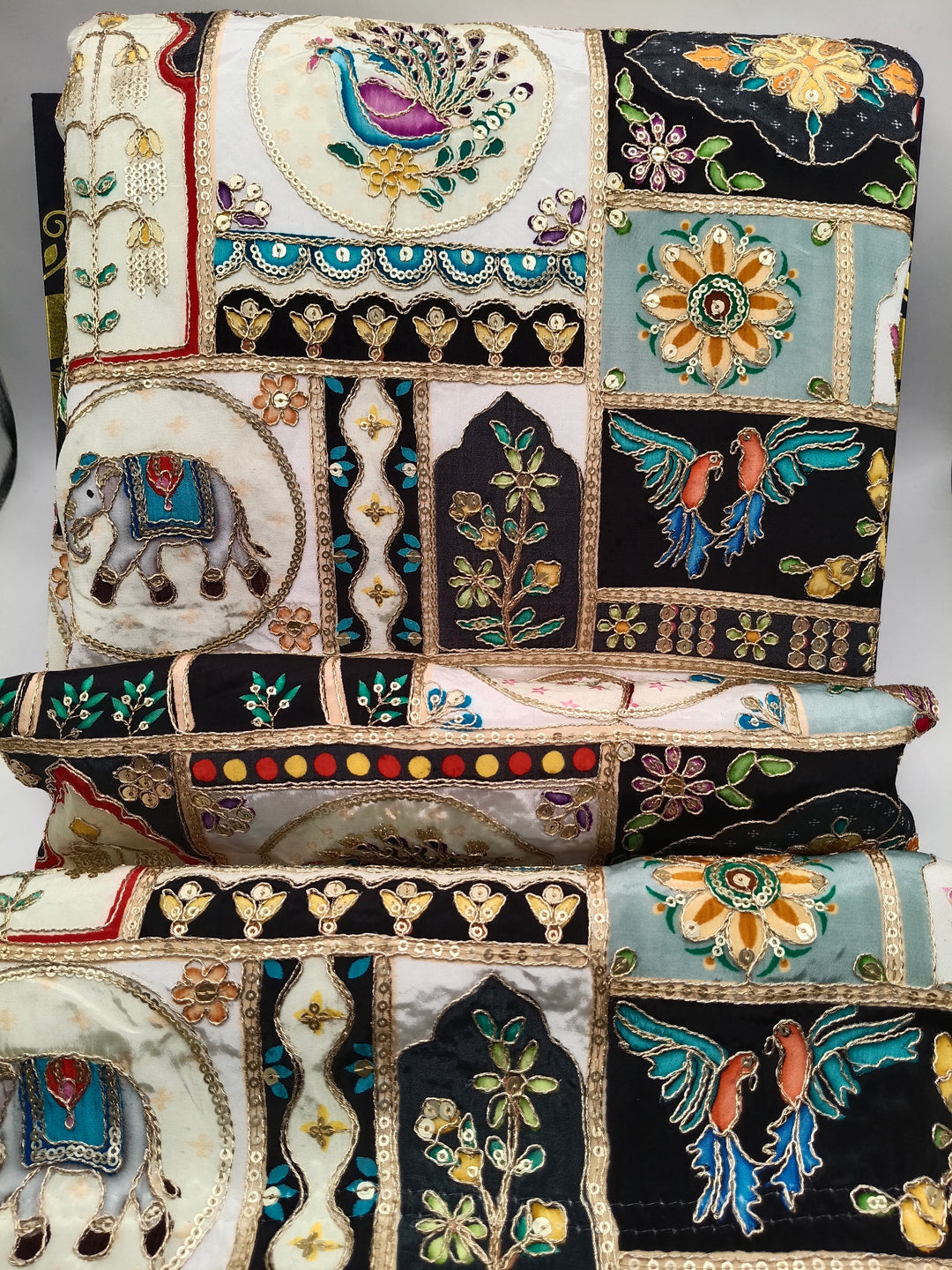 Mehsuri Silk With Hand Embroidery Multi Color Shawl