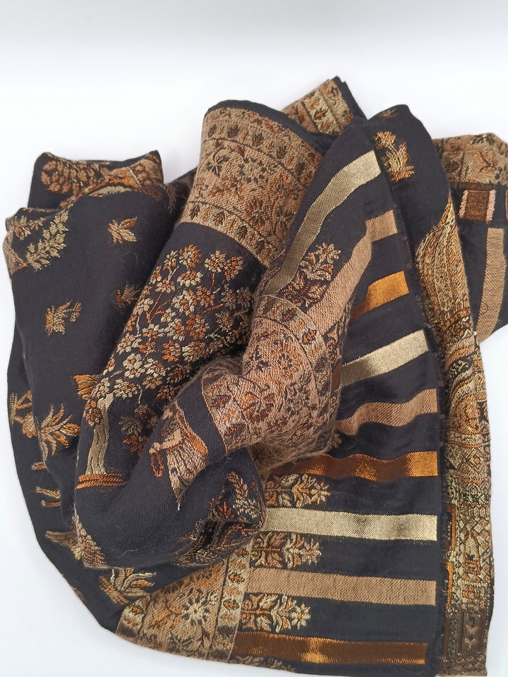 Premium Quality  Black Color kani Pashmina  Shawl