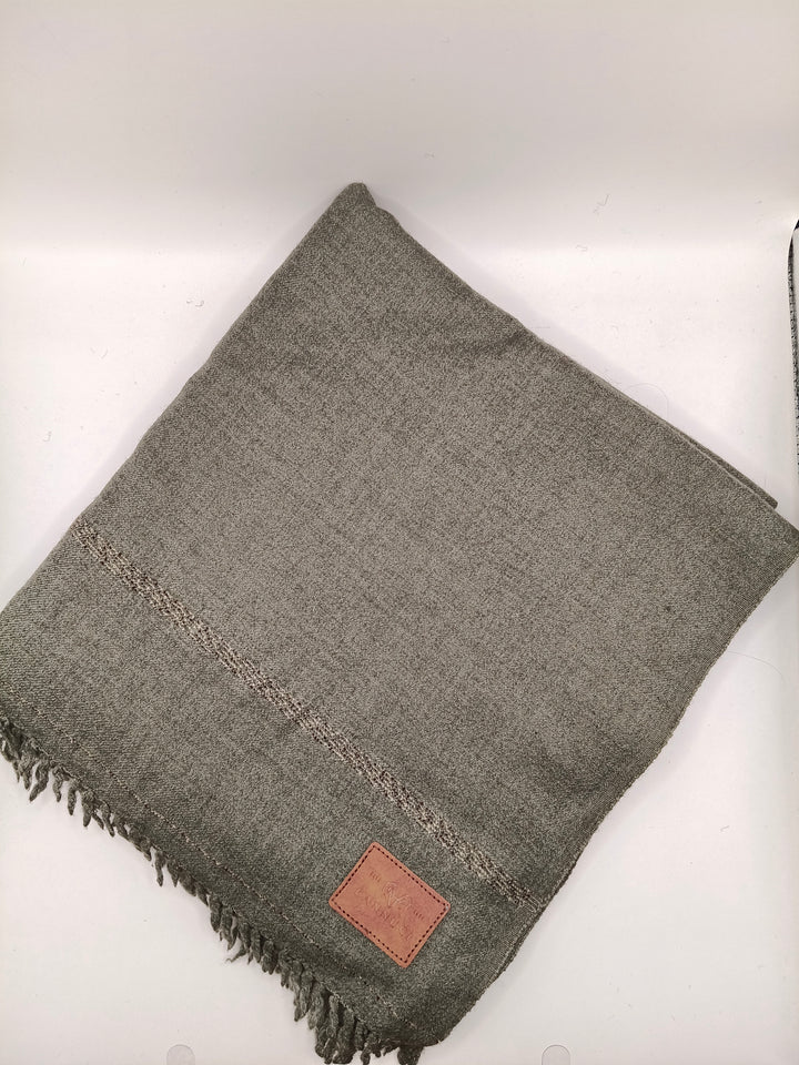 Supreme Quality Gray Pure Angora Rabbit Striped Woolen Shawl