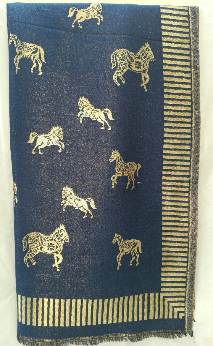 Stallion Design New Trendy Reversible Blue Kani Pashmina Shawl