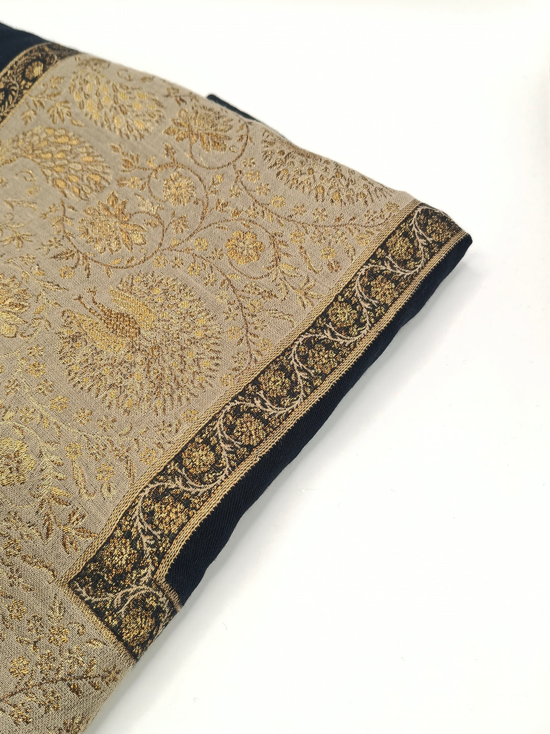 Premium Pashmina Shawl With Four Sided Golden Zarri Woven Border