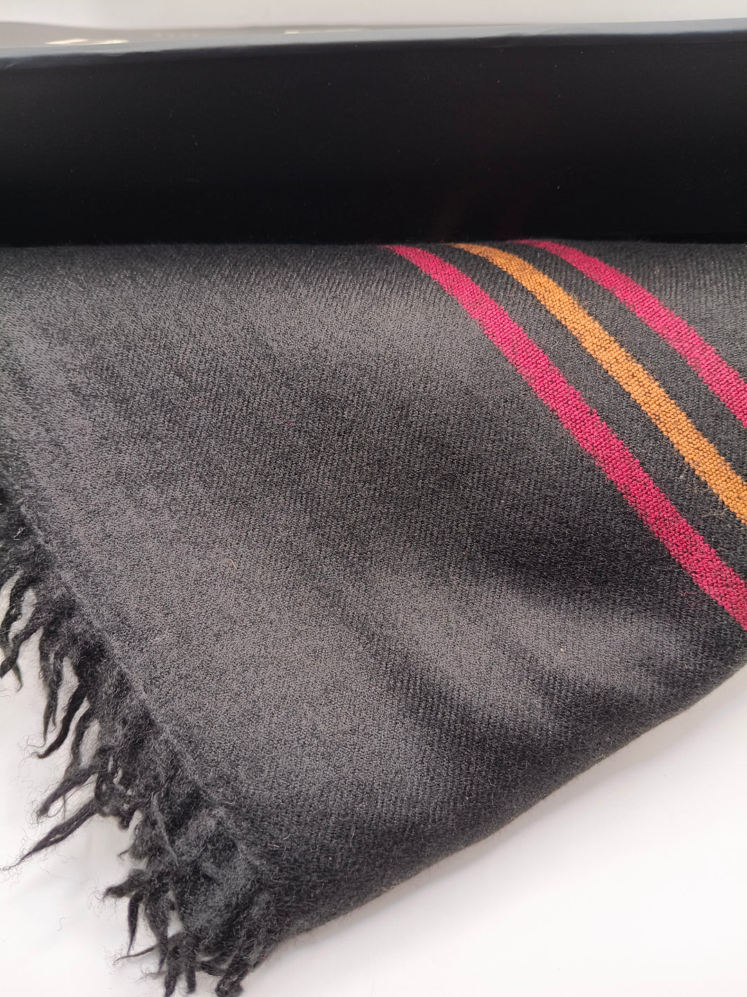 Premium Quality Multi Color Striped Double Fiber 72 Black Woolen Shawl