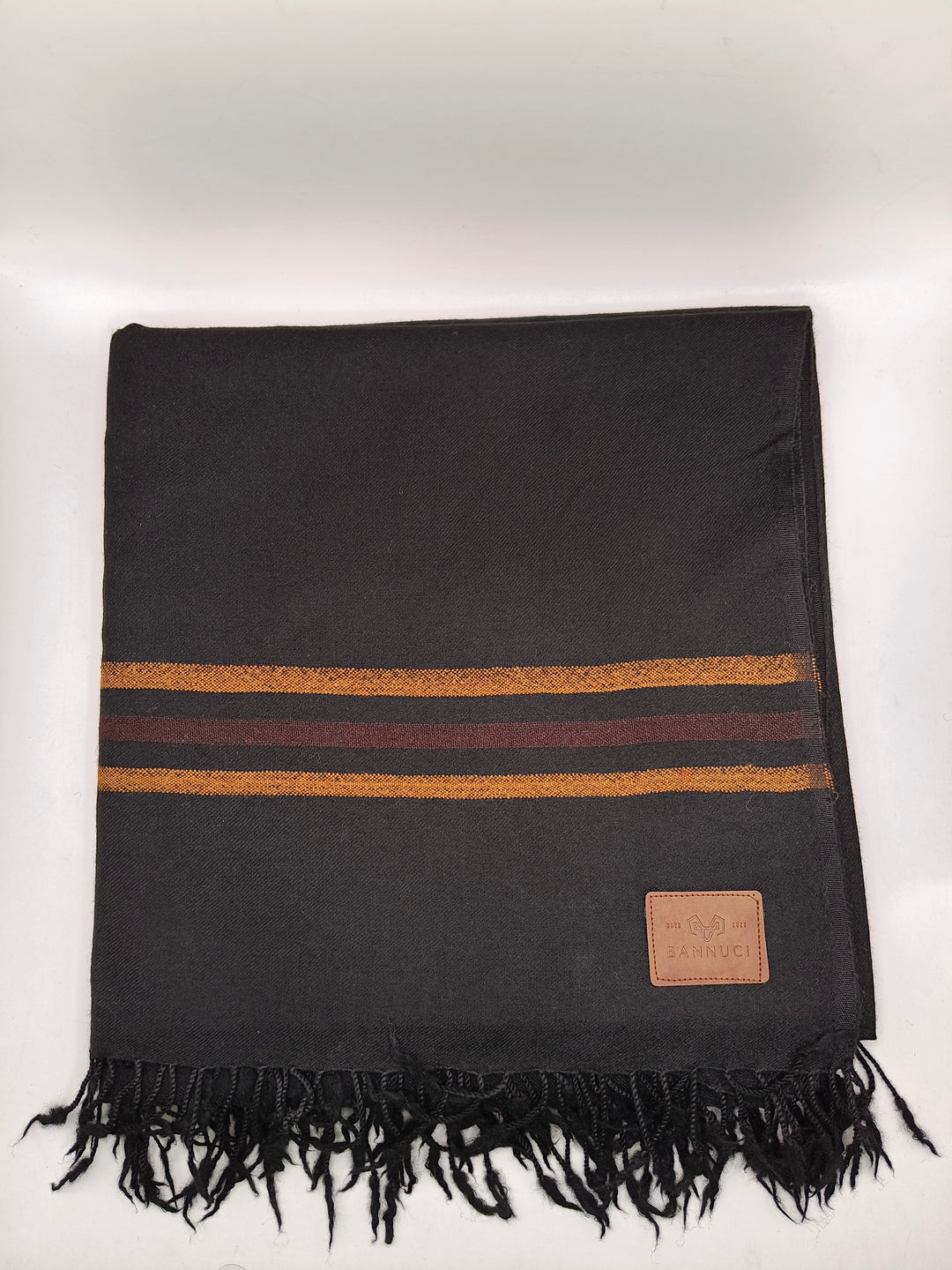 Premium Quality Single Fiber Black 72 Grade With 3 Lines Border Pure Woolen Shawl