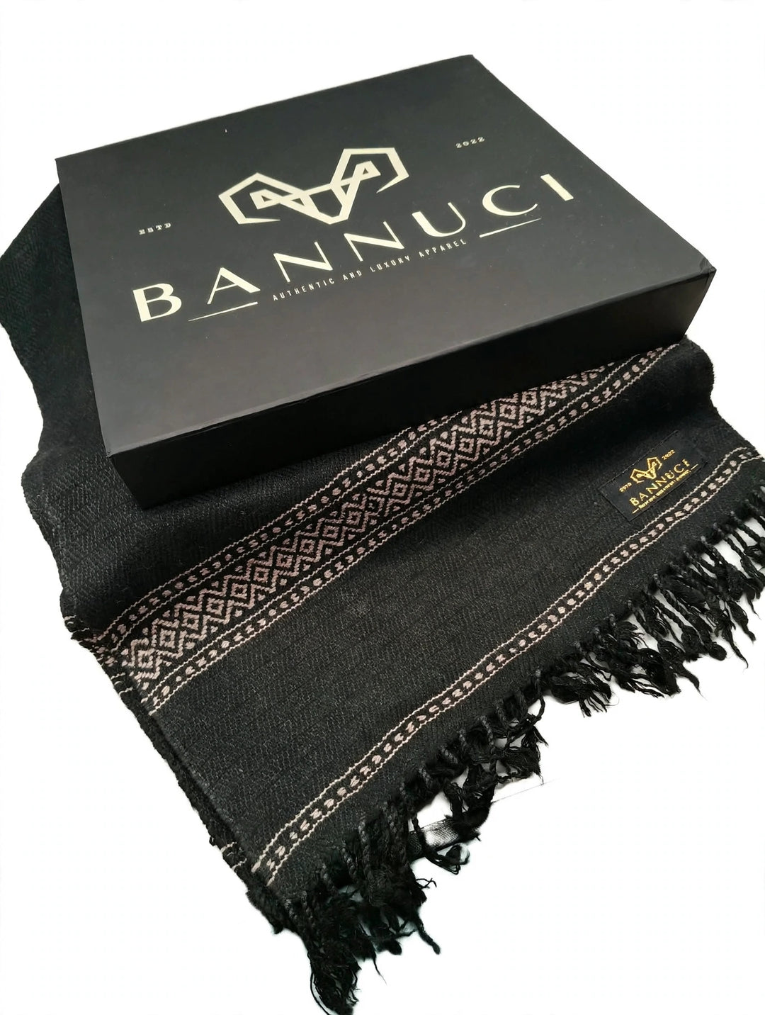 Premium Quality And Extremely Soft Black Muffler  With White Stripped Design Muffler