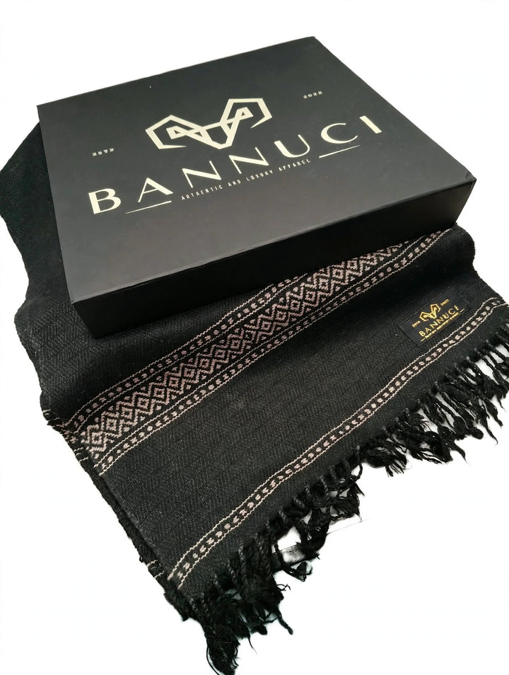 Premium Quality And Extremely Soft Black Muffler  With White Stripped Design Muffler