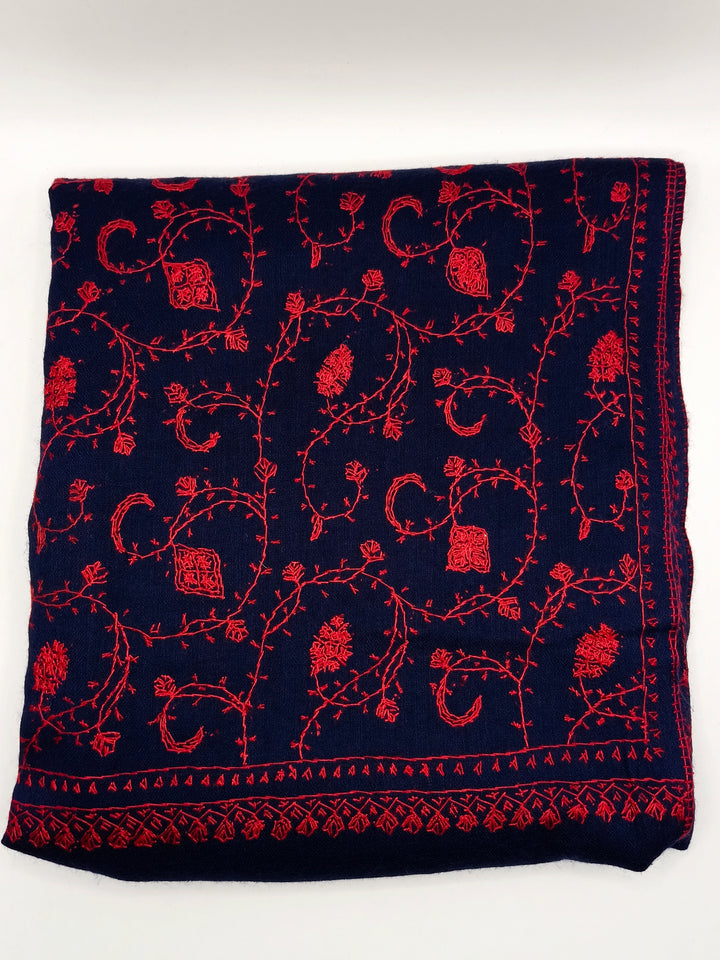 Premium And Extremely Soft Original Handmade Navy Blue Sui Needle Jaal Pure Toosh Shawl