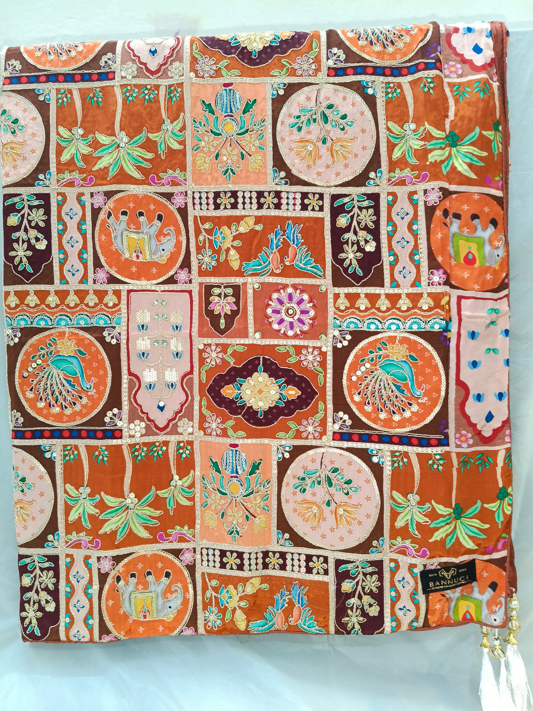 Mehsuri Silk With Hand Embroidery Multi Color Shawl
