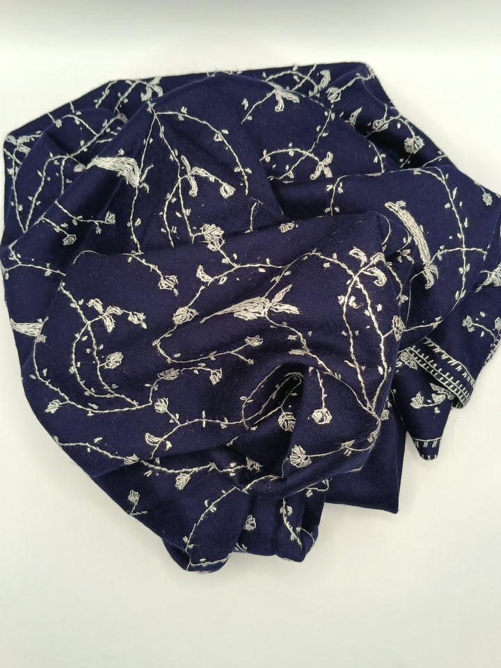 Premium And Extremely Soft Original Handmade Sui Needle Jaal Pure Blue Toosh Shawl