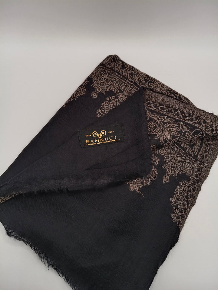 Premium Black Woven Kani Pashmina Cashmere Scarf 3