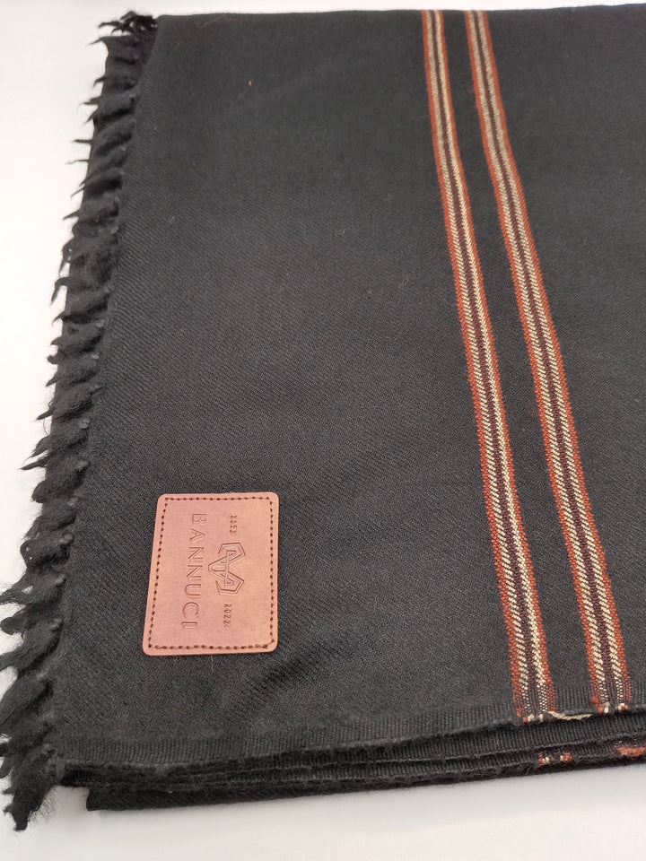 Premium Quality Multi Color Striped Double Fiber 72 Black Woolen Shawl