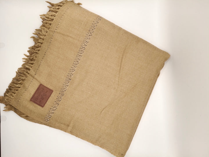 Supreme Quality Brown Pure Angora Rabbit Striped Woolen Shawl