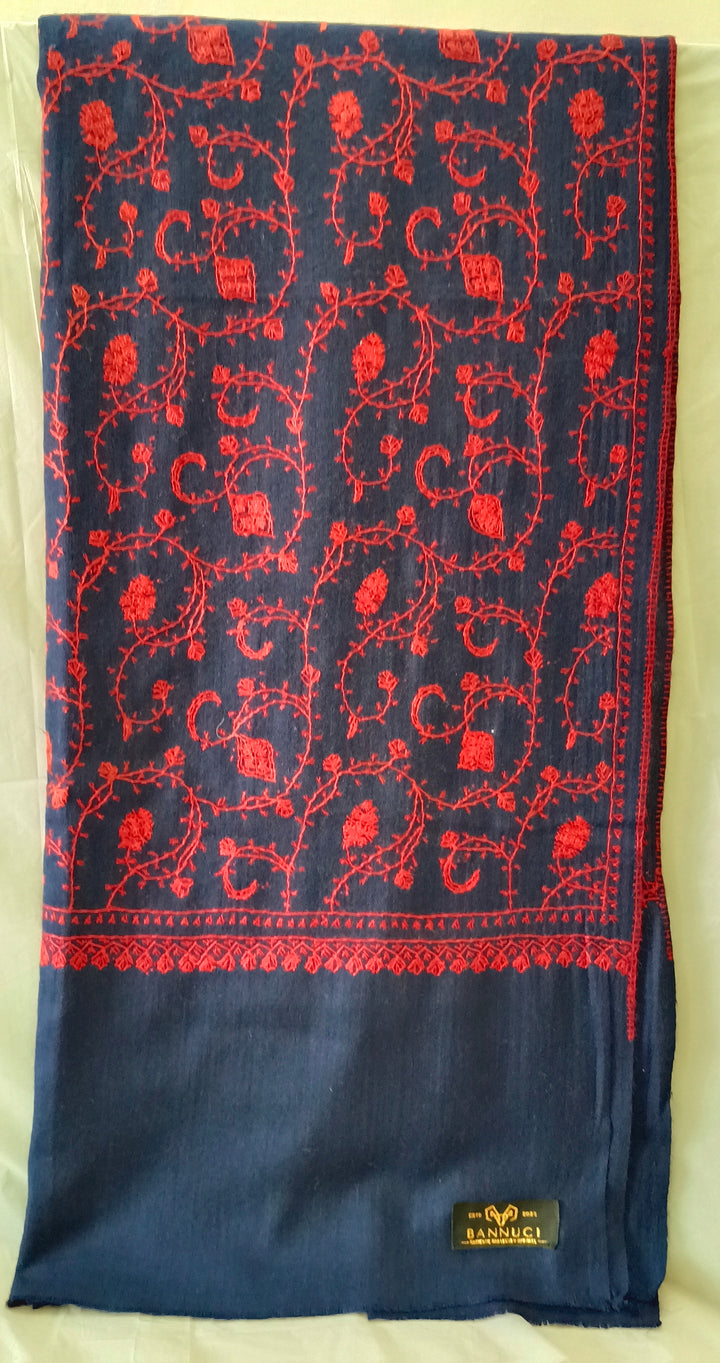 Premium And Extremely Soft Original Handmade Navy Blue Sui Needle Jaal Pure Toosh Shawl
