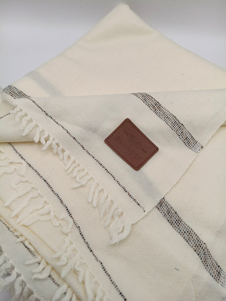 Supreme Quality Camel Colored Pure Angora Rabbit Striped Woolen Shawl 2