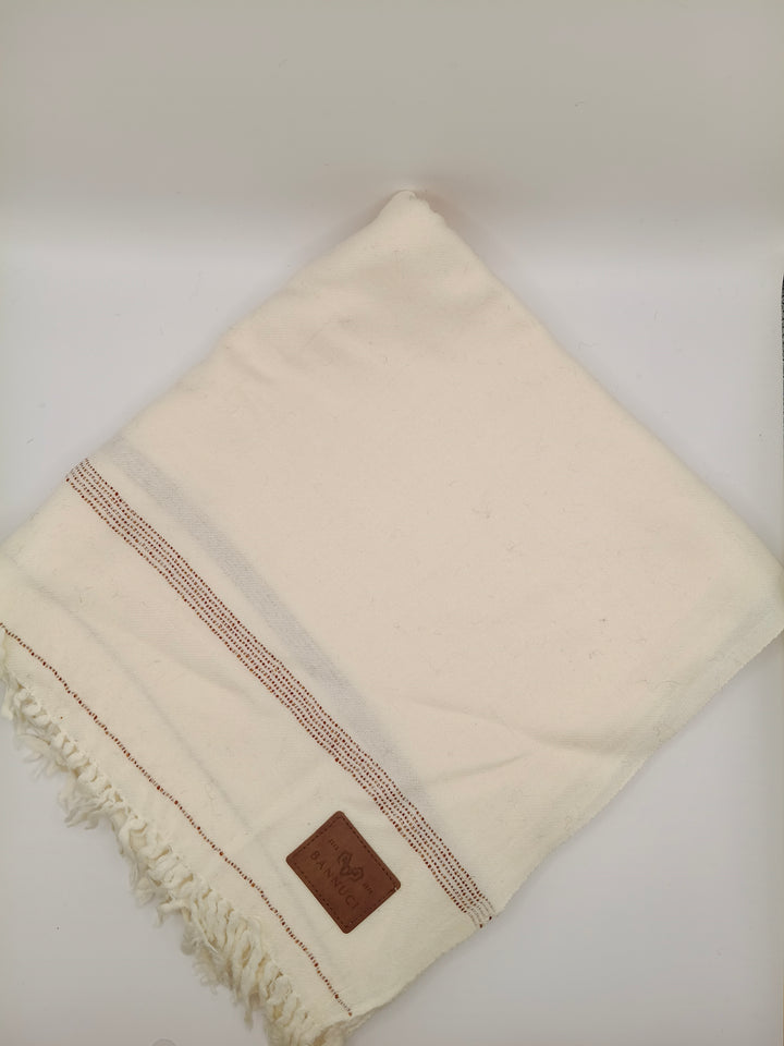 Supreme Quality Camel Colored Pure Angora Rabbit Striped Woolen Shawl 2