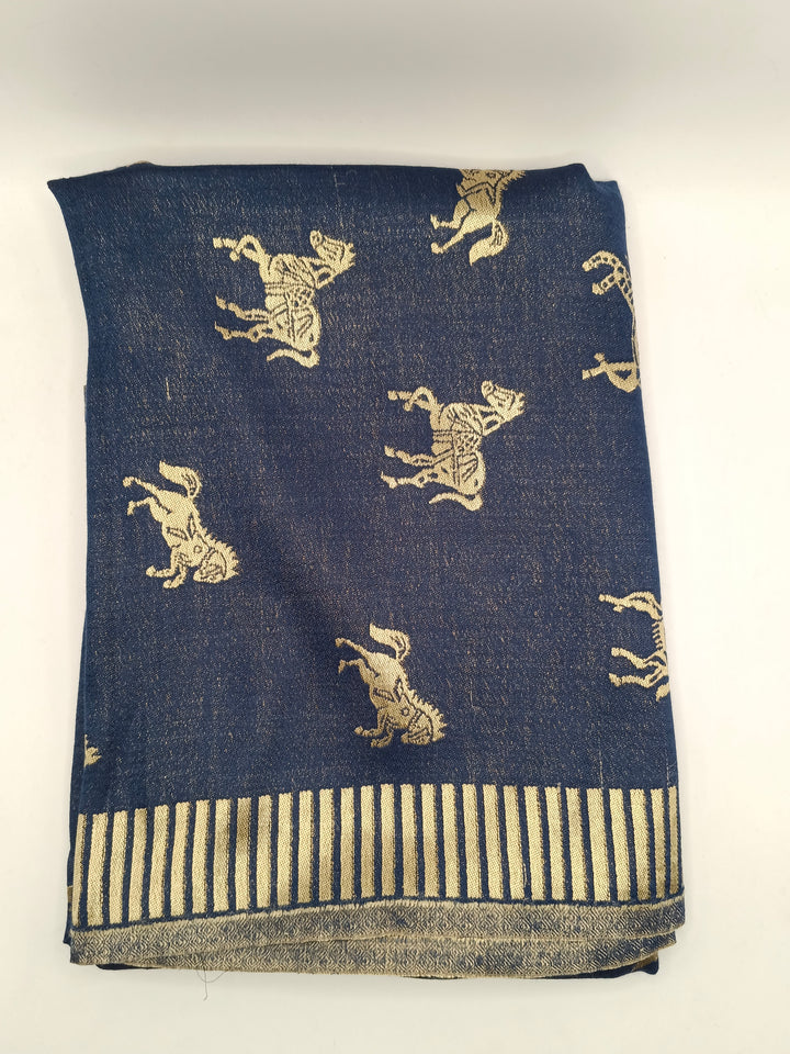 Stallion Design New Trendy Reversible Blue Kani Pashmina Shawl